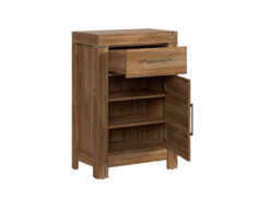 Narrow Cabinet Tall Side Table with Drawer Bedside Storage Office Unit Medium Oak Effect - Gent - thumbnail 4