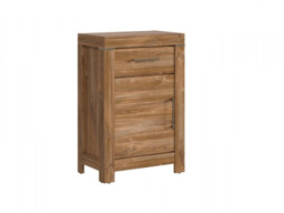 Narrow Cabinet Tall Side Table with Drawer Bedside Storage Office Unit Medium Oak Effect - Gent - thumbnail 2