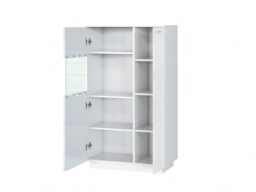 Glass Display Cabinet Small Shelving Unit Glazed Bookcase Storage White Gloss – Sol - thumbnail 3