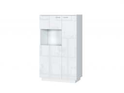 Glass Display Cabinet Small Shelving Unit Glazed Bookcase Storage White Gloss – Sol - thumbnail 4