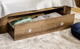 King Size Bed Frame Storage Drawers Shelves Euro Solid Wood Slats Dark Oak Effect - Nepo - thumbnail 4