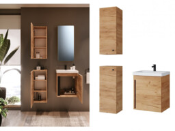 Bathroom Cabinets Set 500mm Wall Vanity Sink Basin Storage Wall Cabinets Gold Craft Oak – Avir