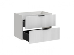 Bathroom Vanity Unit with Basin 800mm Ribbed Textured White Modern Wall Hung Floating - Adel - thumbnail 4