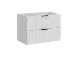 Bathroom Vanity Unit with Basin 800mm Ribbed Textured White Modern Wall Hung Floating - Adel - thumbnail 3