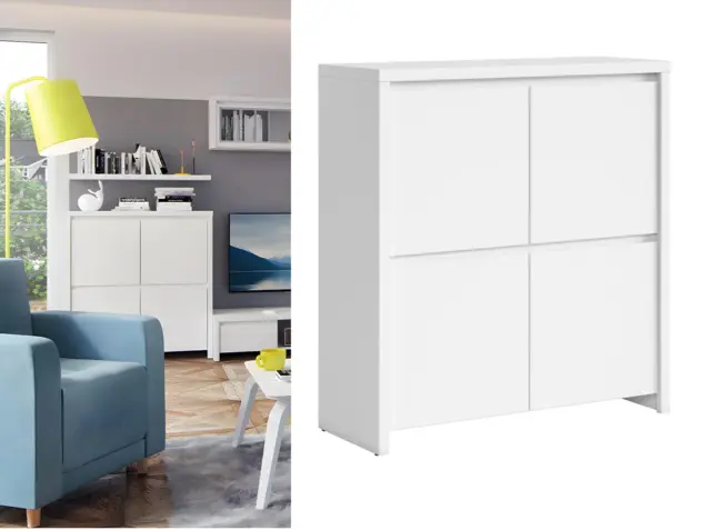 Sideboard Small White Compact Square Storage Cabinet Modern Living Room Furniture - Kaspian - image 1