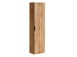 Bathroom Wall Cabinet Tall Slim Storage Unit Floating Furniture Ribbed Fluted Oak Effect Door - Adel - thumbnail 4