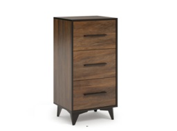 Chest of Drawers Tall Narrow 3 Drawer Storage Cabinet Black Legs Dark Oak Mid Century Modern Frida - thumbnail 3