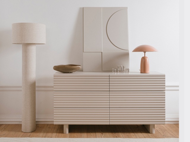 Large Chest of Drawers 6 Drawer Beige Sideboard 150cm Fluted Ribbed Cashmere Storage - Toyo - image 1