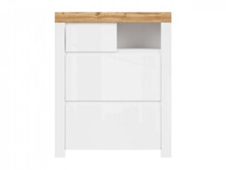 Shoe Cabinet Pull Down Doors White Gloss Cupboard Storage with Drawer Modern Oak Scandi Hallway - Holten - thumbnail 3