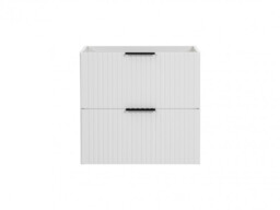 Bathroom Vanity Unit 600mm with Drawers Ribbed Fluted White Modern Wall Hung Floating Cabinet - Adel - thumbnail 4
