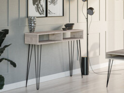 Slim Desk Hairpin Console or Computer Table Hallway Home Office Industrial Loft Metal Legs Grey Oak 110cm - Mare - thumbnail 3