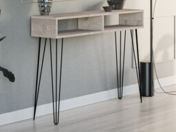 Slim Desk Hairpin Console or Computer Table Hallway Home Office Industrial Loft Metal Legs Grey Oak 110cm - Mare - thumbnail 2