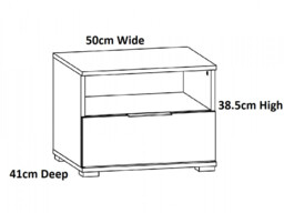 Modern Bedside Cabinet Drawer Storage Unit 50cm White Gloss/Oak- Zele - thumbnail 4