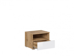 Modern Bedside Cabinet Drawer Storage Unit 50cm White Gloss/Oak- Zele - thumbnail 3