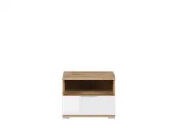 Modern Bedside Cabinet Drawer Storage Unit 50cm White Gloss/Oak- Zele