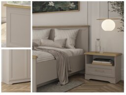 Beige Sideboard Storage Cabinet Large Wide Chest of Drawers Shaker Cashmere Beige and Light Oak 154cm Unit - Anga - thumbnail 2