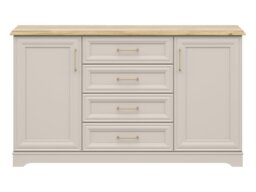 Beige Sideboard Storage Cabinet Large Wide Chest of Drawers Shaker Cashmere Beige and Light Oak 154cm Unit - Anga - thumbnail 3