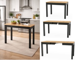 Narrow Dining Table Extendable Slim Black and Oak Small Kitchen 2 4 6 8 Seater – Orion