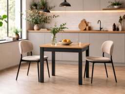 Narrow Dining Table Extendable Slim Black and Oak Small Kitchen 2 4 6 8 Seater – Orion - thumbnail 2