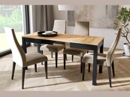 Narrow Dining Table Extendable Slim Black and Oak Small Kitchen 2 4 6 8 Seater – Orion - thumbnail 3