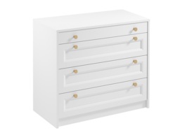 White Chest of Drawers Bedroom Storage Cabinet 4 Drawer 90cm Wide Compact Shaker Unit with Gold Handles - Rel - thumbnail 4