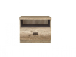 Urban Narrow Bedside Cabinet Side Table with Open Compartment and Drawer 40cm Oak Effect and Grey Finish - Malcolm - thumbnail 2