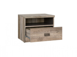 Urban Narrow Bedside Cabinet Side Table with Open Compartment and Drawer 40cm Oak Effect and Grey Finish - Malcolm - thumbnail 3