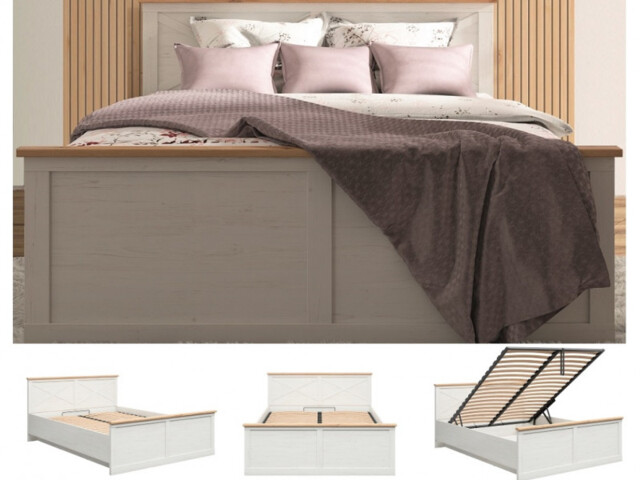Euro King Size Ottoman Bed Frame Storage Lift Up Euro 160cm Bed White Pine Oak Style Scandi Bedroom Furniture Frija - image 1