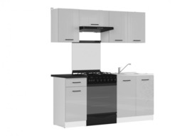 Kitchen Cabinet Set Kitchenette Units Modern Freestanding 5 Cupboards Light Grey Gloss 180cm DIY Complete - Junona - thumbnail 4