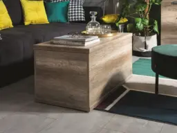 Trunk Coffee Table Kids Toy Storage Chest Seat with Lift Up Lid Urban 93cm Box Oak Effect Finish - Malcolm