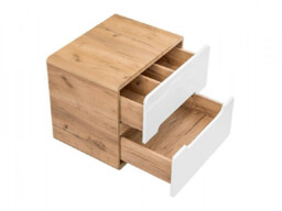 Bathroom Vanity Unit Modern 600mm White Gloss and Oak Countertop Wall Cabinet with Drawer - Aruba - thumbnail 4