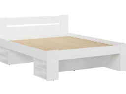 White King Size Bed Frame with Storage Shelves and Euro Solid Wood Slats - Nepo - thumbnail 3