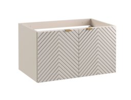 Bathroom Vanity Unit Wall Cabinet 2 Door 800mm Floating Ribbed Fluted Under Sink Furniture Cashmere Beige - Cara - thumbnail 4