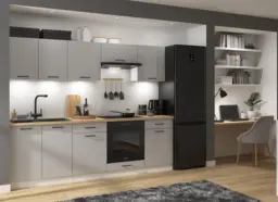 Kitchen Wall Cabinet 600mm Unit 2 Door Cupboard Light Grey Gloss Modern Storage - Junona - thumbnail 2