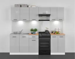 Kitchen Wall Cabinet 600mm Unit 2 Door Cupboard Light Grey Gloss Modern Storage - Junona - thumbnail 3