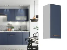 300mm Kitchen Wall Unit Midnight Blue Slim Narrow Cabinet Cupboard Dark Navy Slab Door - Nora