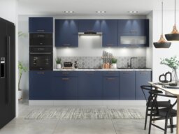 300mm Kitchen Wall Unit Midnight Blue Slim Narrow Cabinet Cupboard Dark Navy Slab Door - Nora - thumbnail 3
