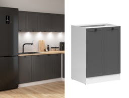 600mm Kitchen Base Unit 2 Door Cabinet Modern Freestanding Cupboard Shaker Dark Grey - Junona