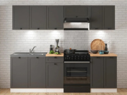 600mm Kitchen Base Unit 2 Door Cabinet Modern Freestanding Cupboard Shaker Dark Grey - Junona - thumbnail 2