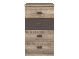 50cm Wide Chest of Drawers Narrow Slim 4 Drawer Storage Bedroom Living Room Unit Rustic Oak Dark Grey - Malcolm - thumbnail 4
