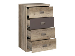 50cm Wide Chest of Drawers Narrow Slim 4 Drawer Storage Bedroom Living Room Unit Rustic Oak Dark Grey - Malcolm - thumbnail 3