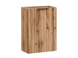 Cloakroom Vanity Unit Slimline Small 400mm Wall Hung Oak Fluted Ribbed Sink Cabinet - Adel - thumbnail 3