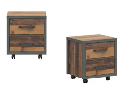 Under Desk Storage Drawers Mobile Pedestal Unit Bedside Cabinet Grey Reclaimed Rustic Oak Pine Wood Effect - Weston