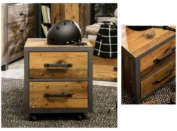 Under Desk Storage Drawers Mobile Pedestal Unit Bedside Cabinet Grey Reclaimed Rustic Oak Pine Wood Effect - Weston - thumbnail 4
