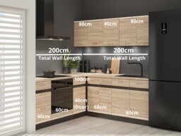 Fitted Kitchen Set Right Corner Cabinets Oak and Dark Wood Effect Freestanding 8 Cupboard Unit Complete DIY Junona - thumbnail 2