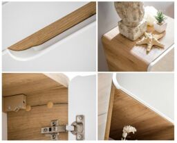 Small Bathroom Mirror Cabinet Oak Narrow 400mm Wall Mounted Mirrored Slim Storage Unit - Aruba - thumbnail 4