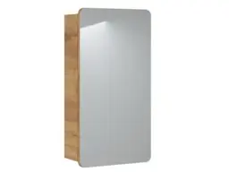 Small Bathroom Mirror Cabinet Oak Narrow 400mm Wall Mounted Mirrored Slim Storage Unit - Aruba - thumbnail 3