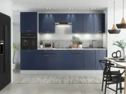 Kitchen Cabinet Set 9 Units Complete with Tall Oven Housing 300cm Navy Blue Slab Doors - Nora - thumbnail 2