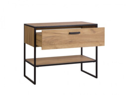 Floor Standing Countertop Vanity Unit 900mm Oak Bathroom Cabinet with Drawer Industrial Loft Black Metal - Brooklyn - thumbnail 3