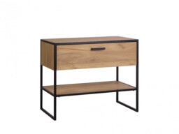 Floor Standing Countertop Vanity Unit 900mm Oak Bathroom Cabinet with Drawer Industrial Loft Black Metal - Brooklyn - thumbnail 2
